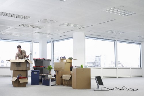 Office relocation support with boxes and equipment